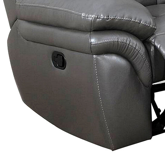 Saltoro Sherpi Leatherette Manual Recliner with Pillow Top Arms, - Image 4